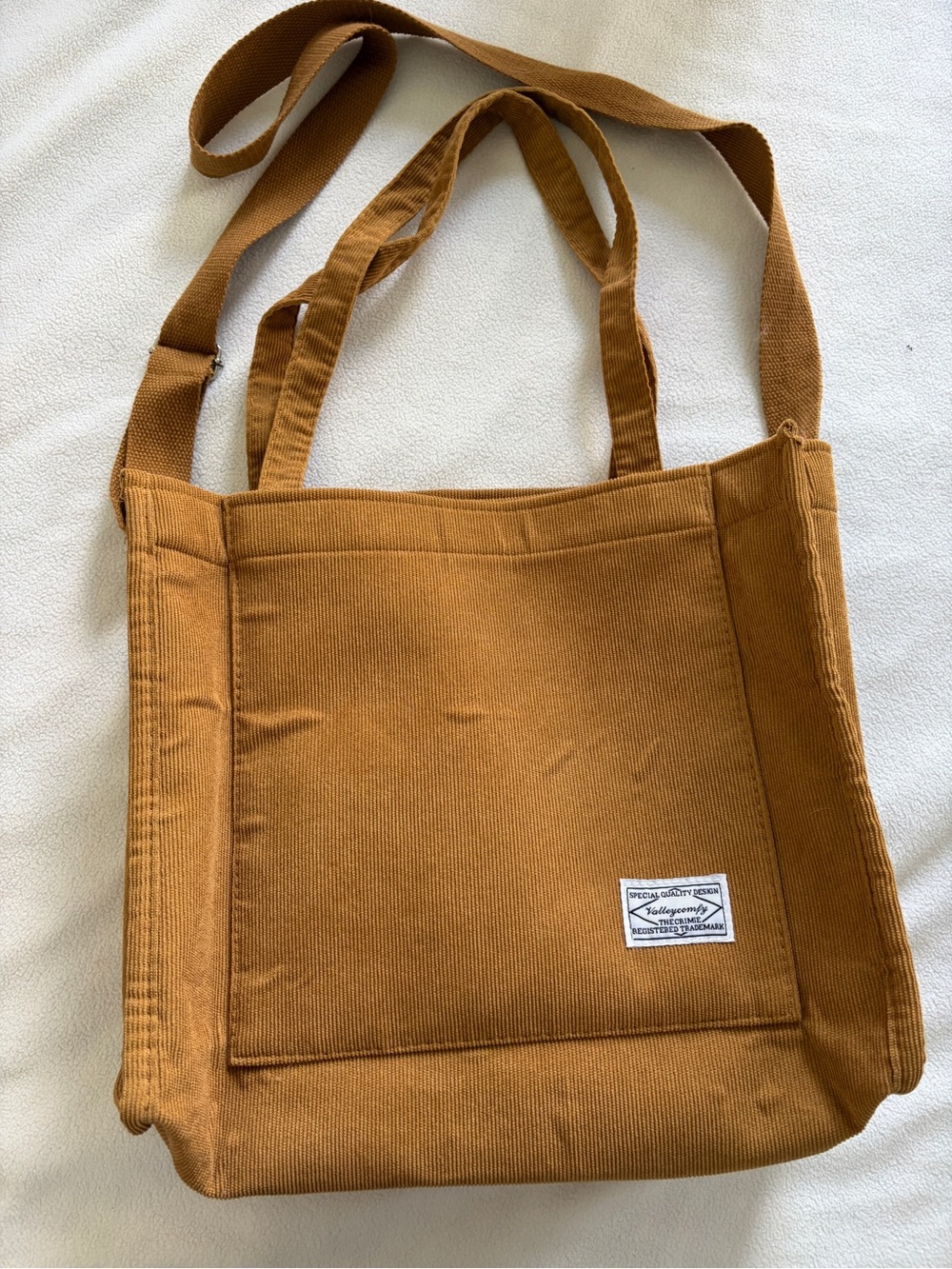 Gold colored Corduroy tote bag
